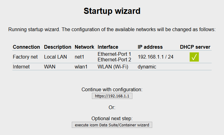 en startup wizard complete wlan